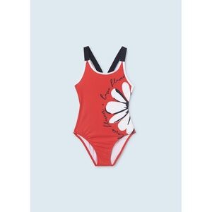 Mayoral Red and Black Floral One Piece Swimsuit